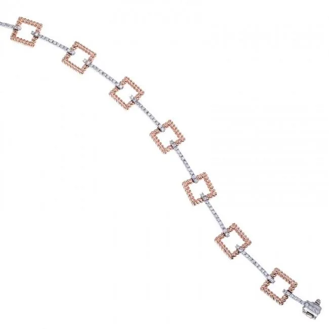 14k Two Tone Square Design Fashion Bracelet