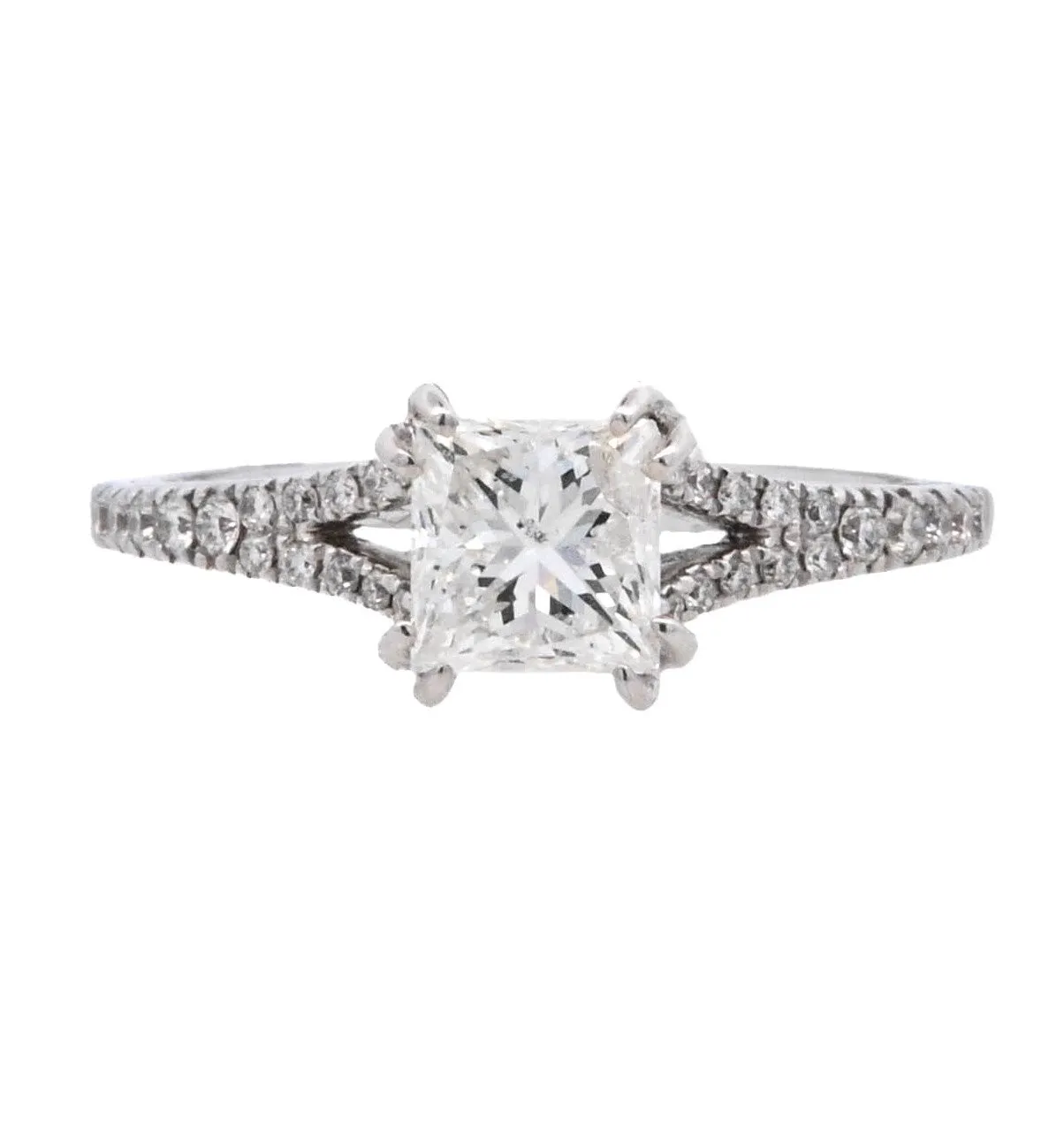 14K White Princess Diamond 1.21Ct Solitaire Engagement Ring