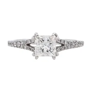 14K White Princess Diamond 1.21Ct Solitaire Engagement Ring