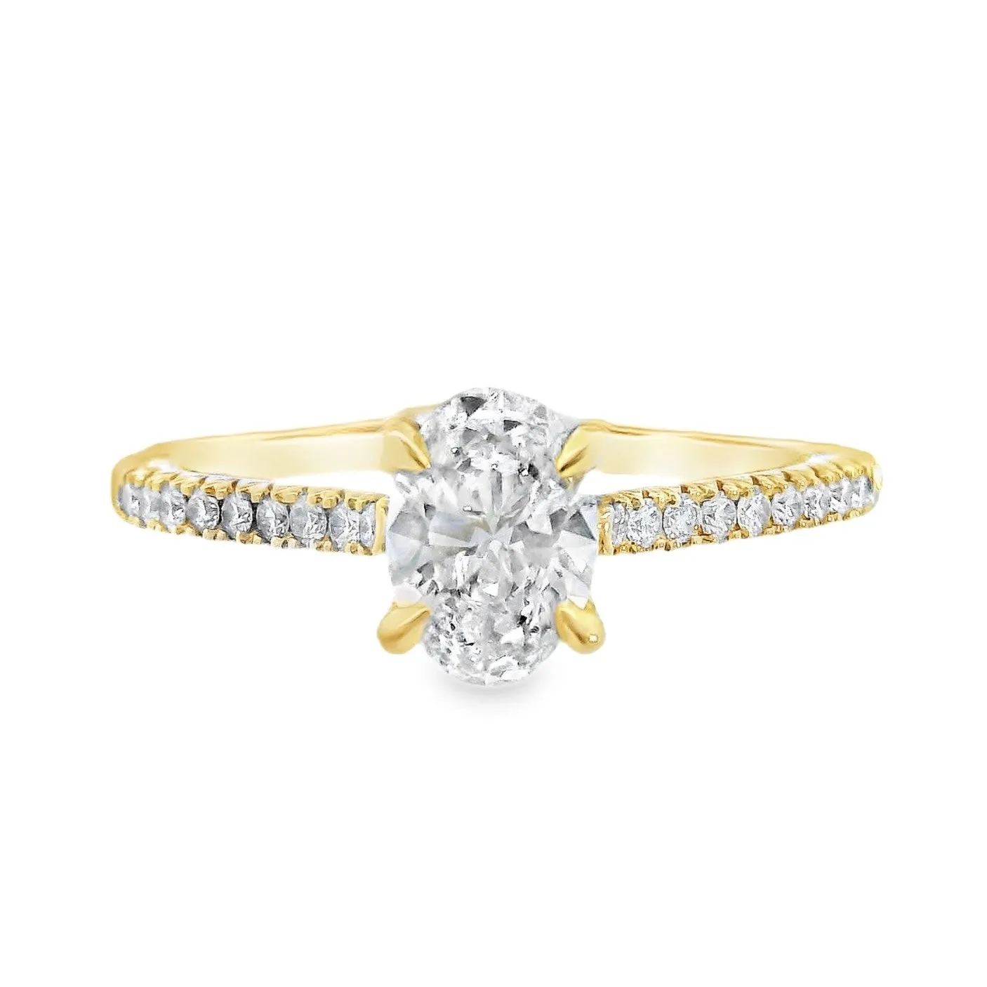 14K Yellow Oval Diamond 0.75Ct Solitaire Engagement Ring