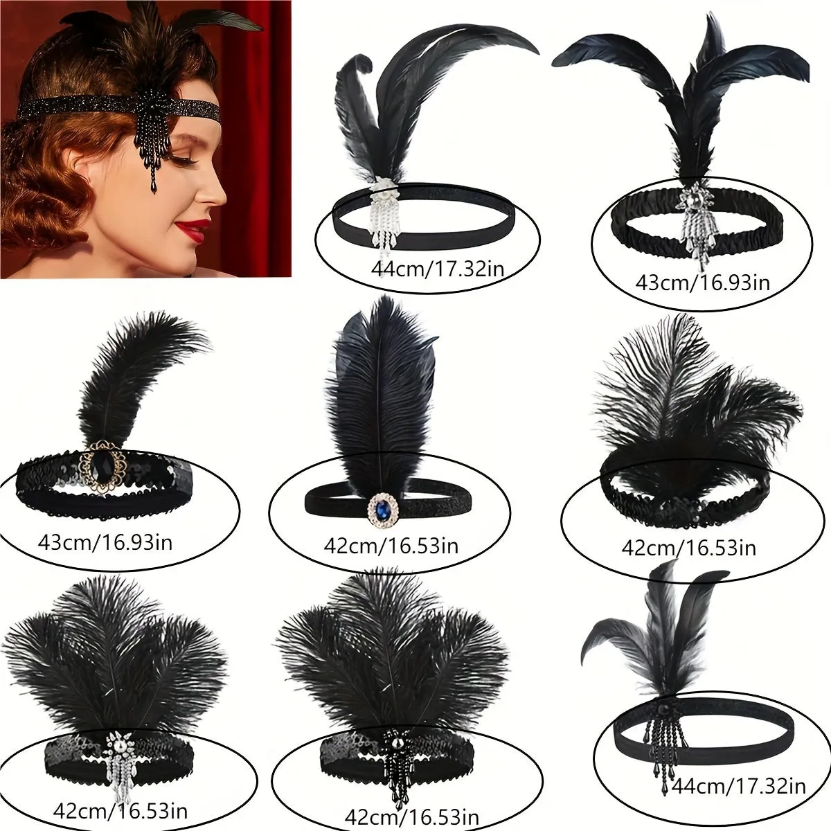 1920s Gatsby Style Faux Feather Headband for Womens Parties