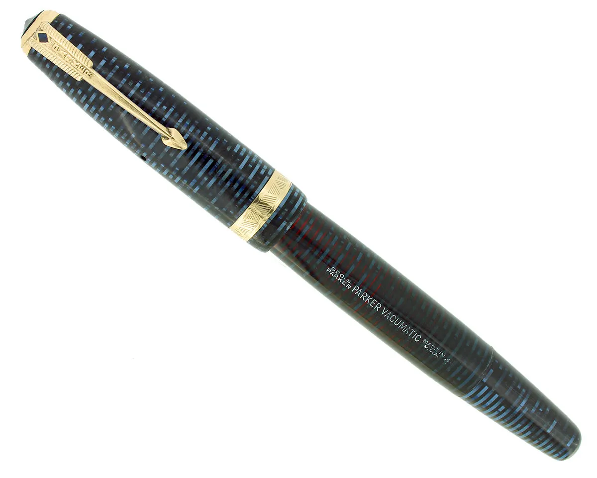 1944 PARKER VACUMATIC MAJOR AZURE BLUE PEARL FOUNTAIN PEN RESTORED