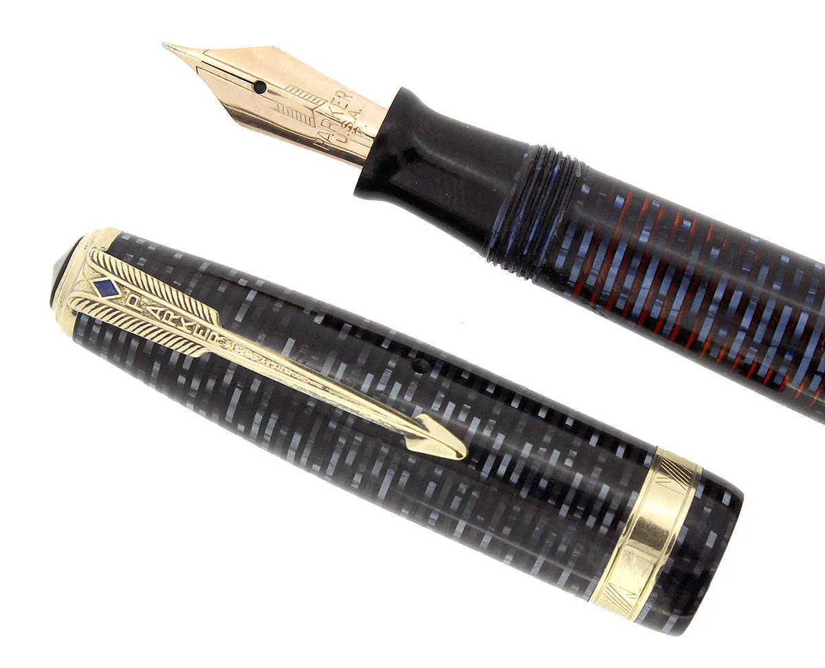 1947 PARKER AZURE PEARL VACUMATIC MAJOR SINGLE JEWEL FOUNTAIN PEN RESTORED