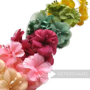 5 Satin & Organza Artificial Mini Hibiscus Flower Picks