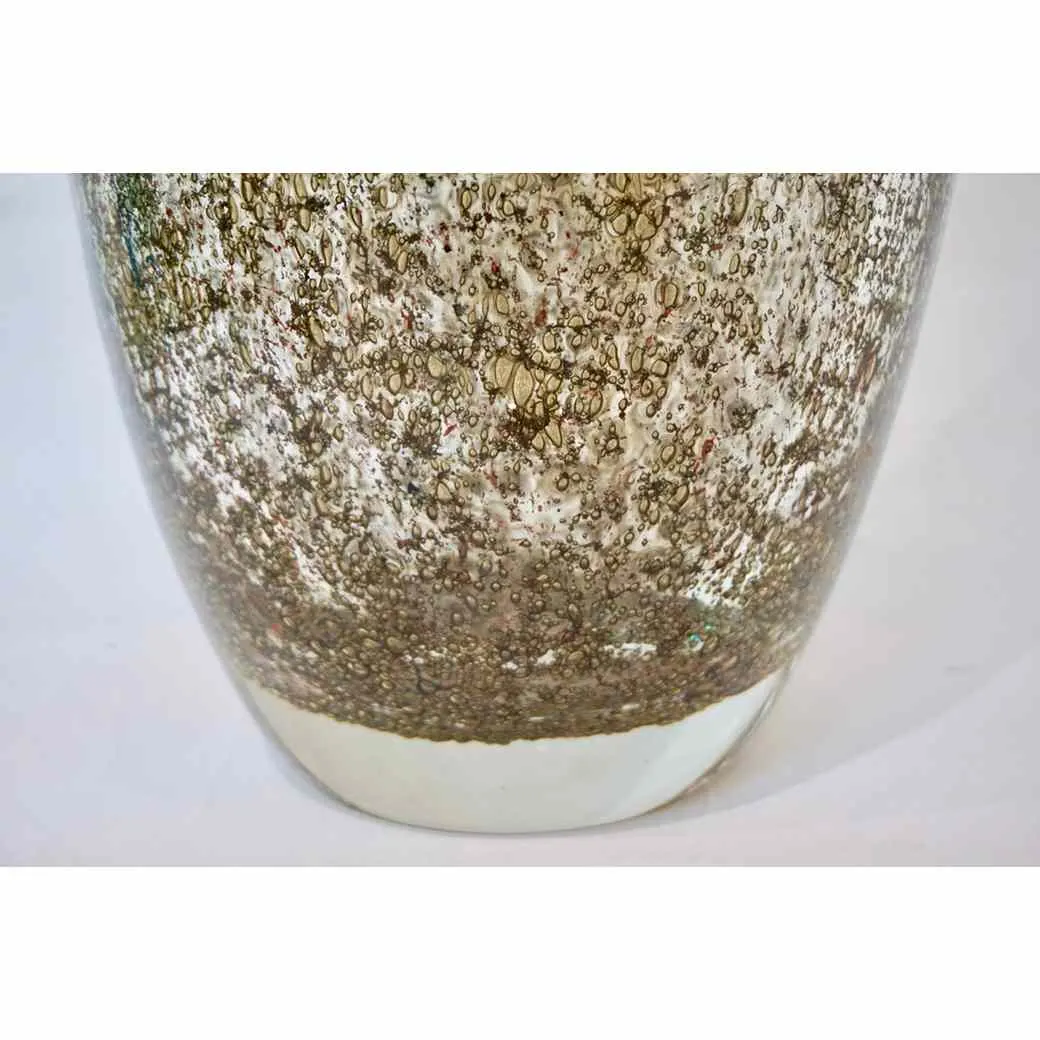 Alberto Dona Italian Crystal Murano Glass Vase with Brass Metallic Inclusion