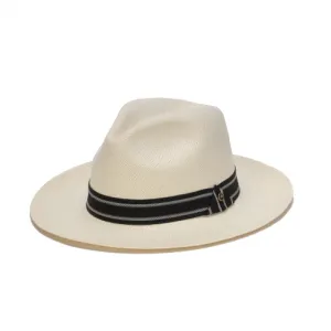 Austral White Straw Panama Hat - The Cove with Two Tone Black Ribbon