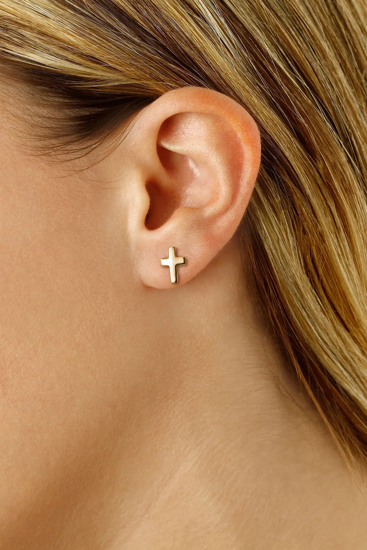 Ben Garelick High Polished Gold Cross Earrings