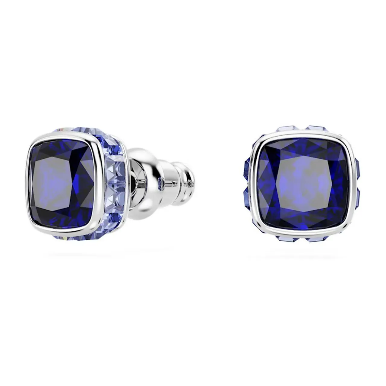 Birthstone Rhodium Plated Blue Square Cut September Stud Earrings 5660803