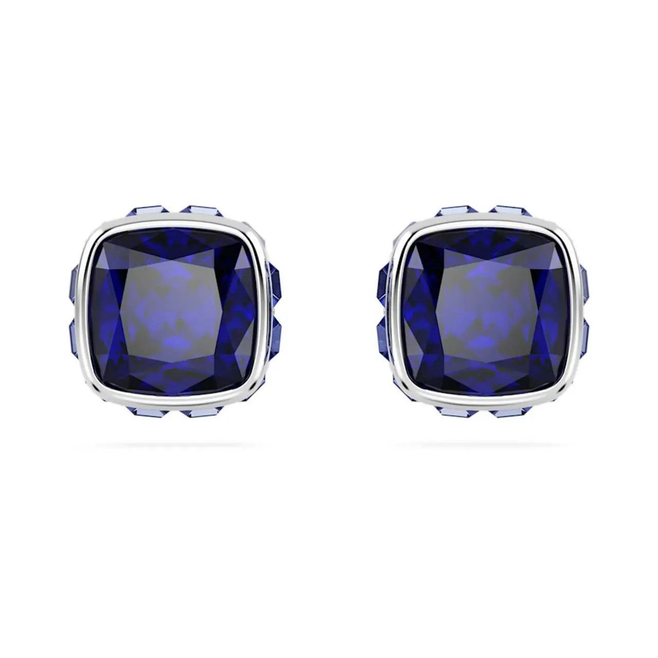 Birthstone Rhodium Plated Blue Square Cut September Stud Earrings 5660803