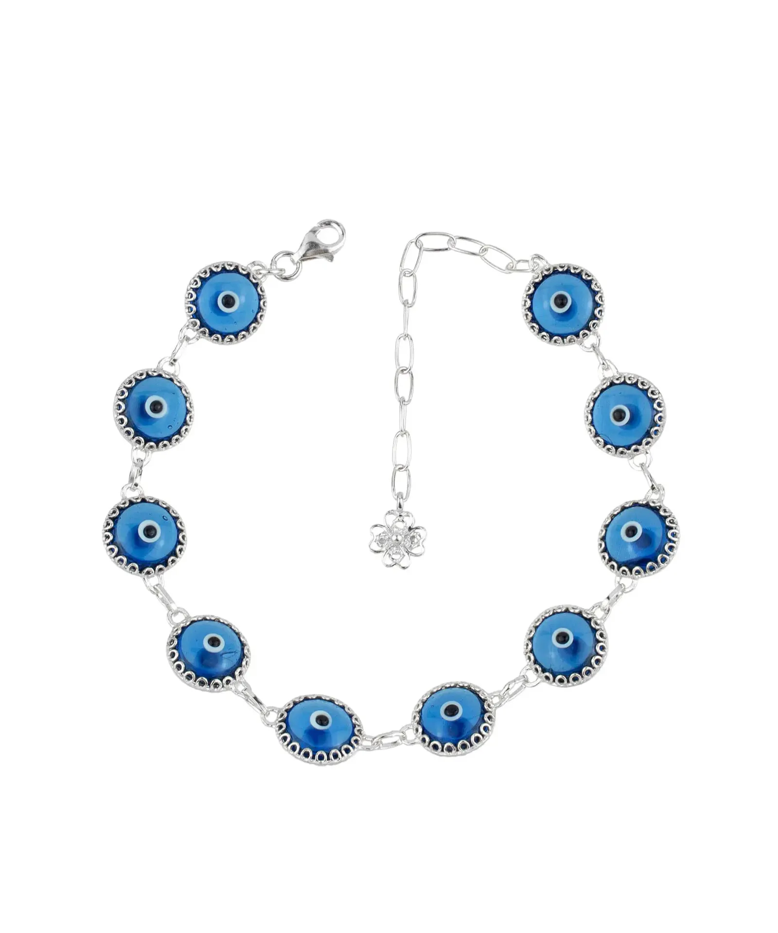 Blue Evil Eye Sterling Silver Bracelet - The Perfect Valentine's Gift, Protective Amulet, Fashion Accessory, Symbolic Gift