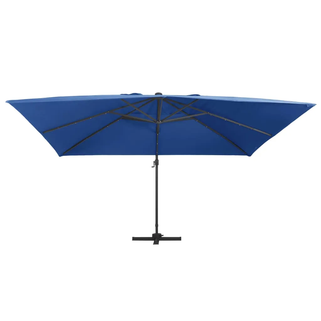 Cantilever Umbrella with LED Lights and Aluminium Pole 400x300 cm Azure blue