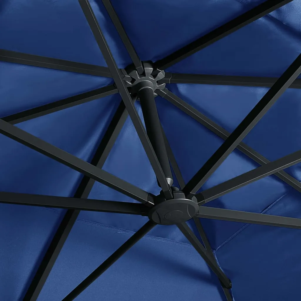 Cantilever Umbrella with LED Lights and Aluminium Pole 400x300 cm Azure blue