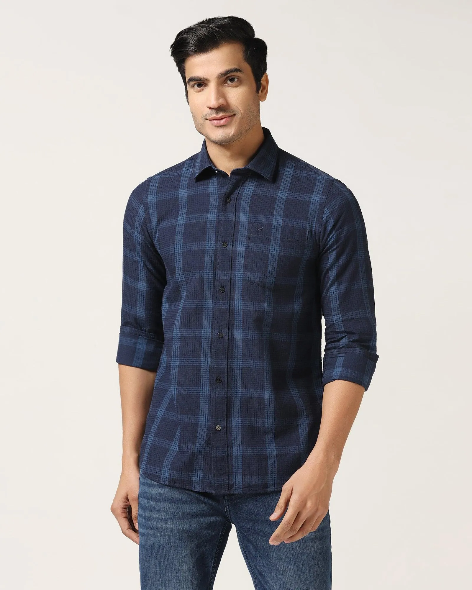 Casual Blue Check Shirt - Audrey