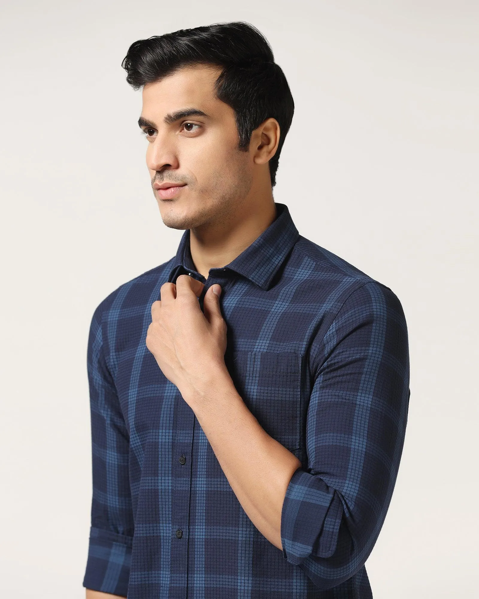 Casual Blue Check Shirt - Audrey