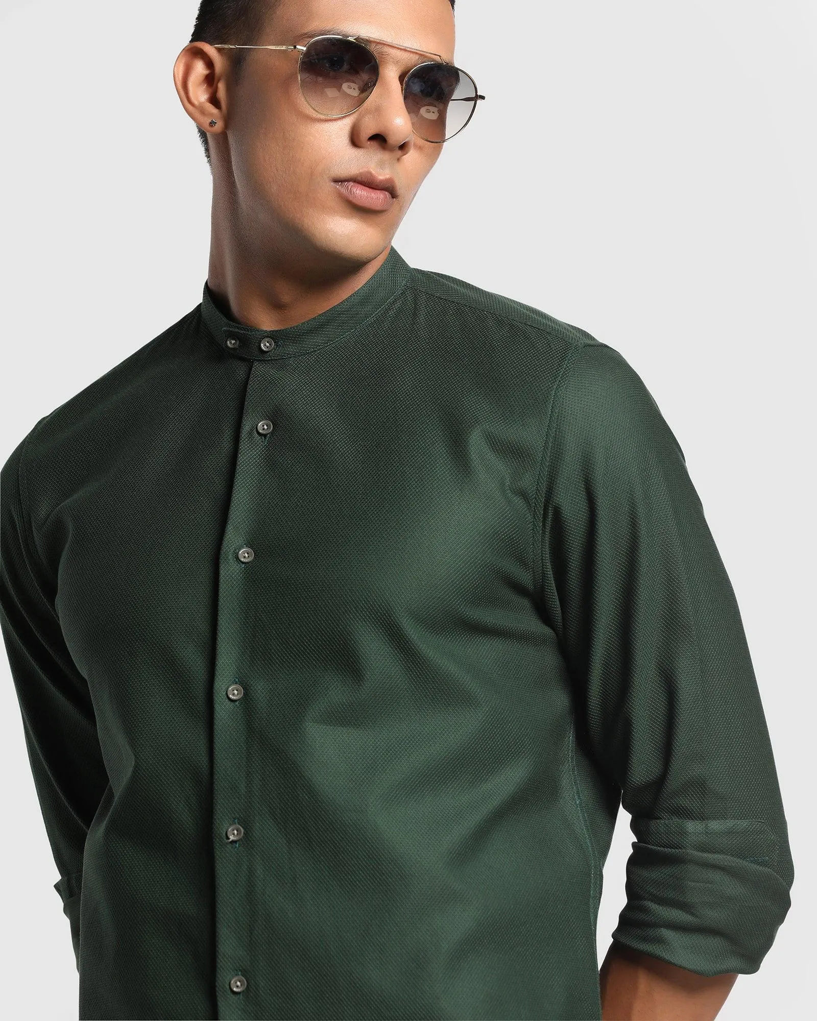 Casual Olive Textured Shirt - Myler