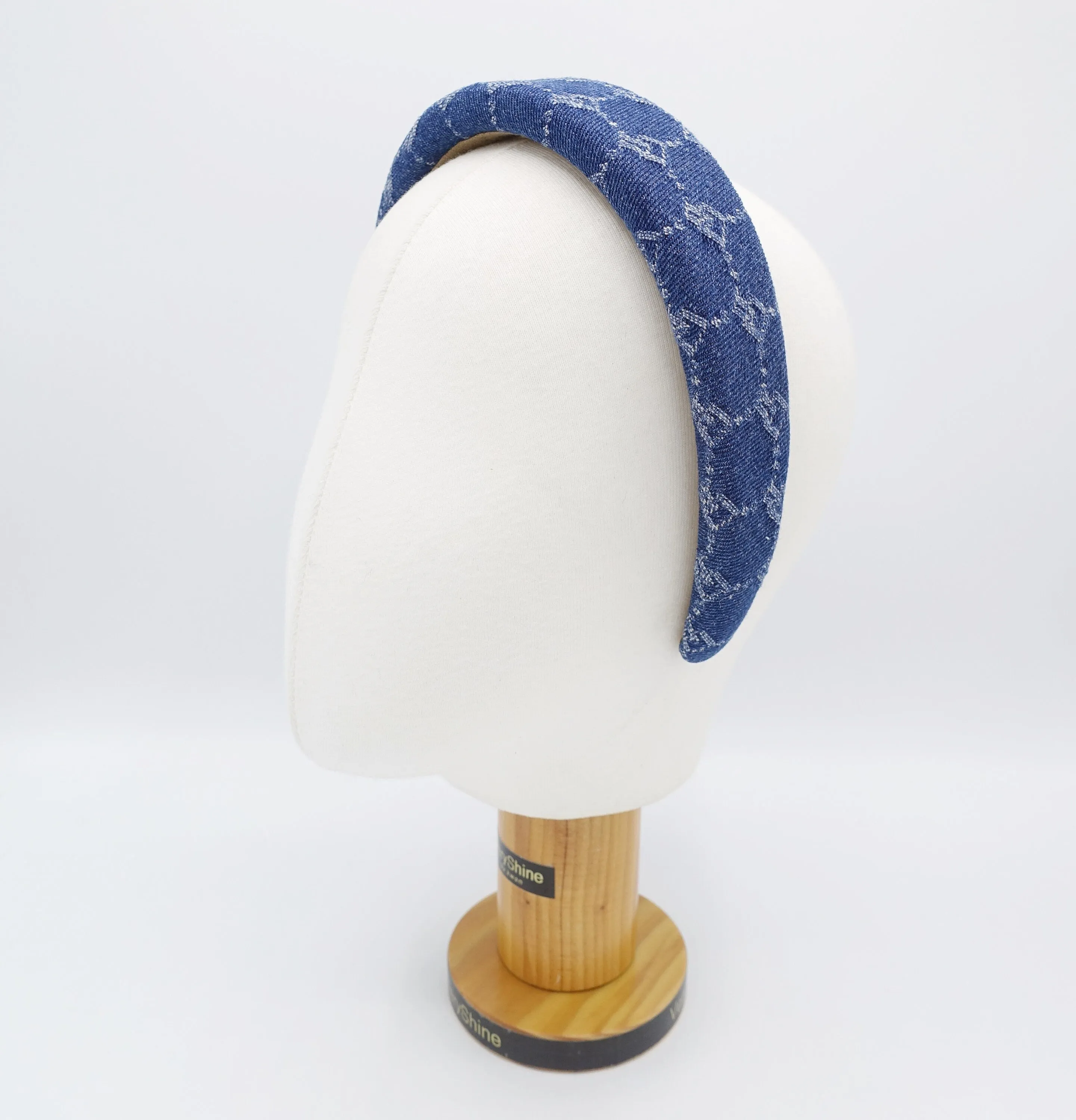 chain print denim padded headband casual cotton hairband for women