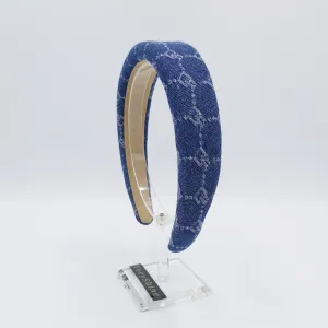 chain print denim padded headband casual cotton hairband for women