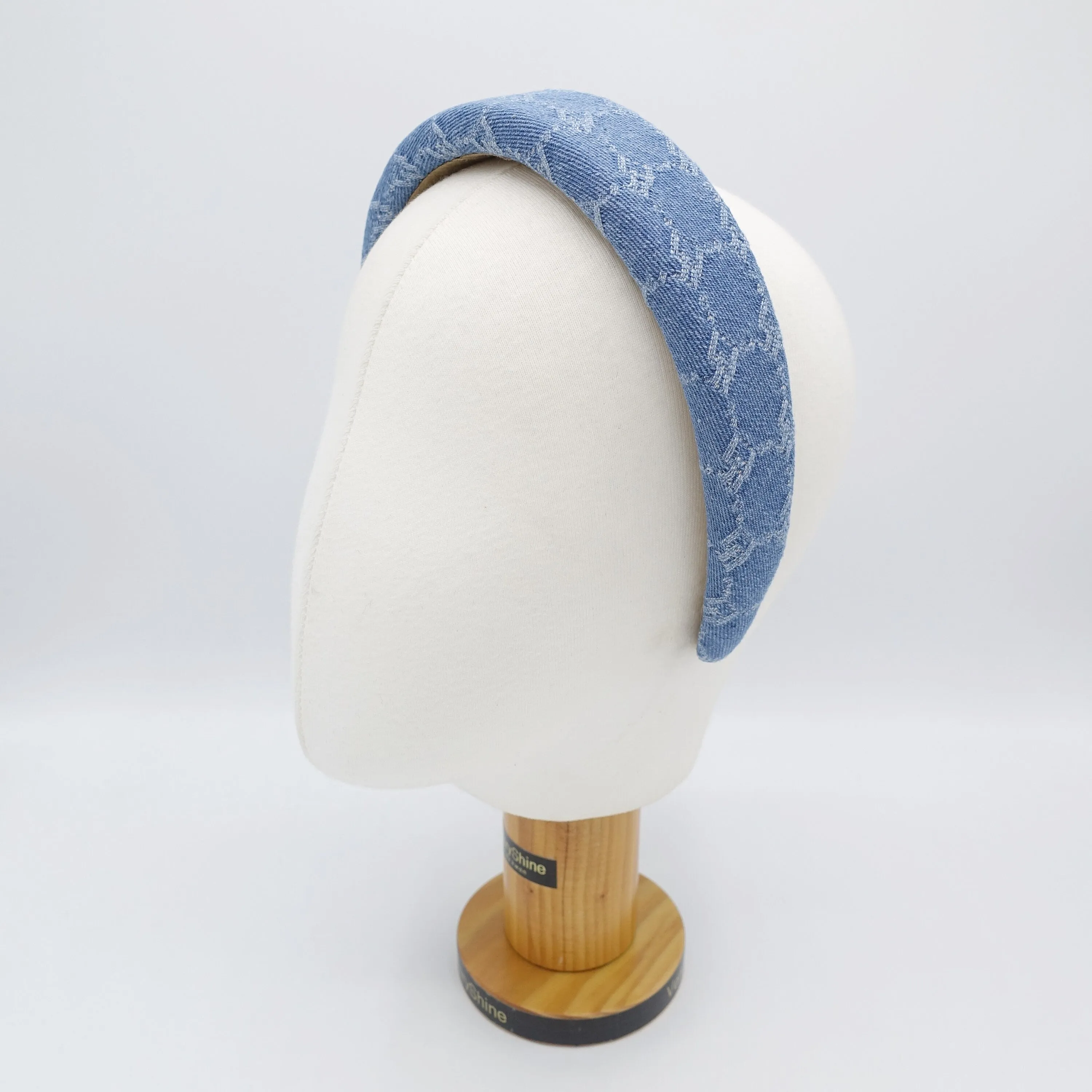 chain print denim padded headband casual cotton hairband for women