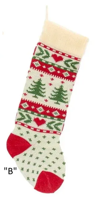 Christmas Tree and Snowflake Knitted Stockings, B0673, Kurt Adler