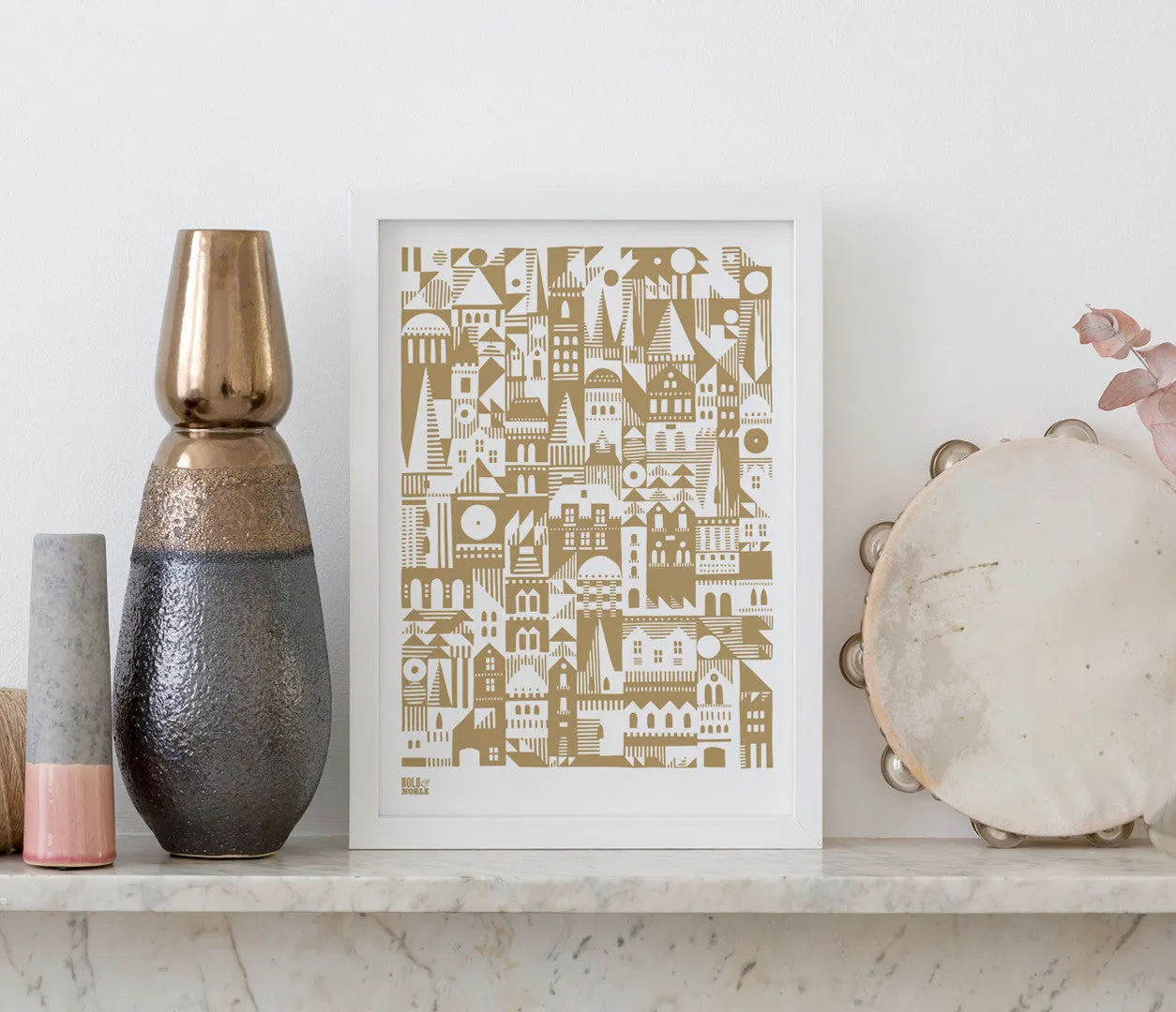 'Coming Home' Geometric Art Print in Bronze