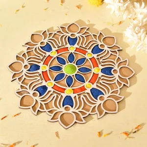 CraftVatika Diwali Rangoli Stencils for Door Entrance, Diwali Decoration Items for Home Decor, Rangoli Making Tools Kit, Rangoli Stencils Mat Big Size (12 Inch)