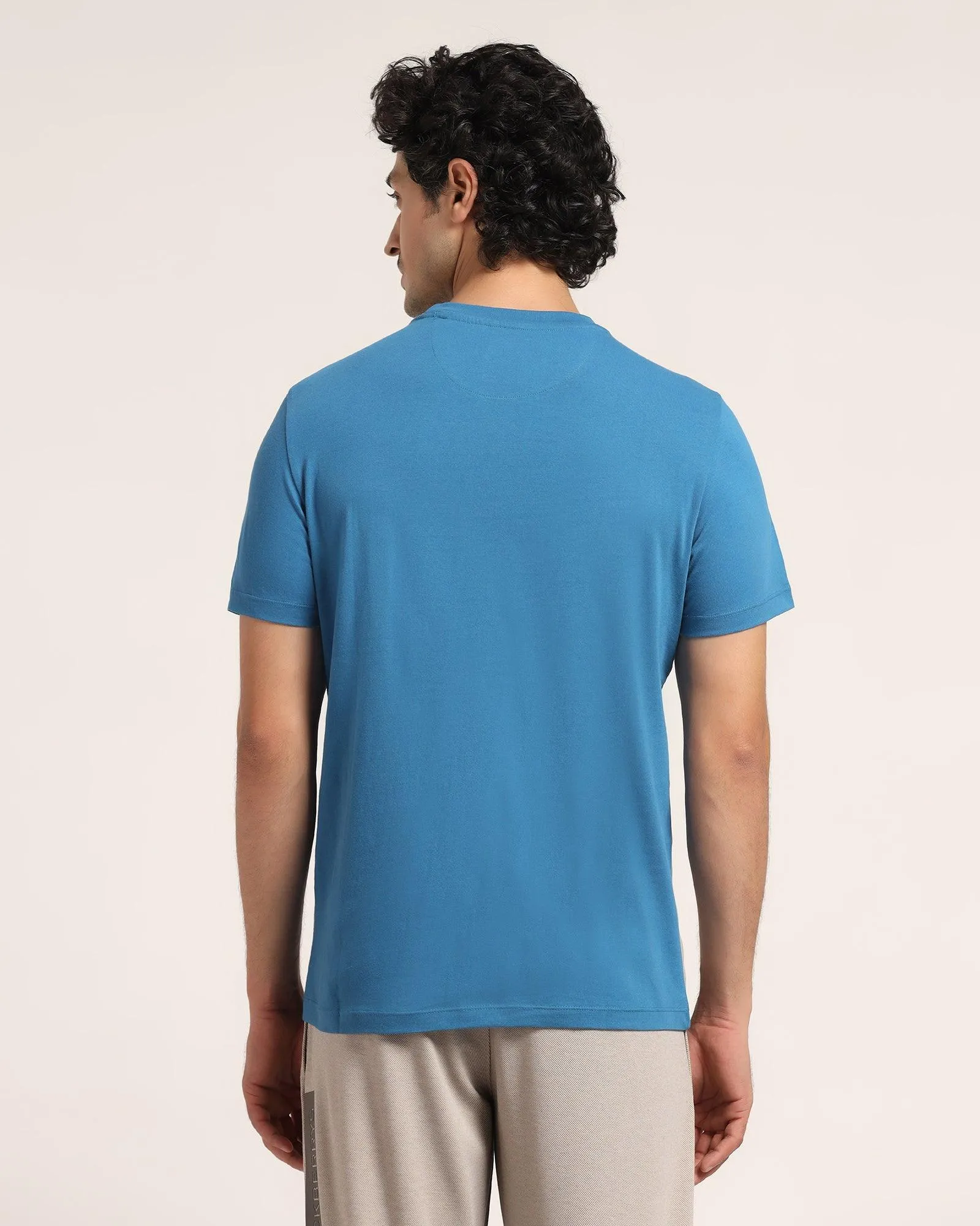 Crew Neck Celestial Blue Solid T-Shirt - Bella