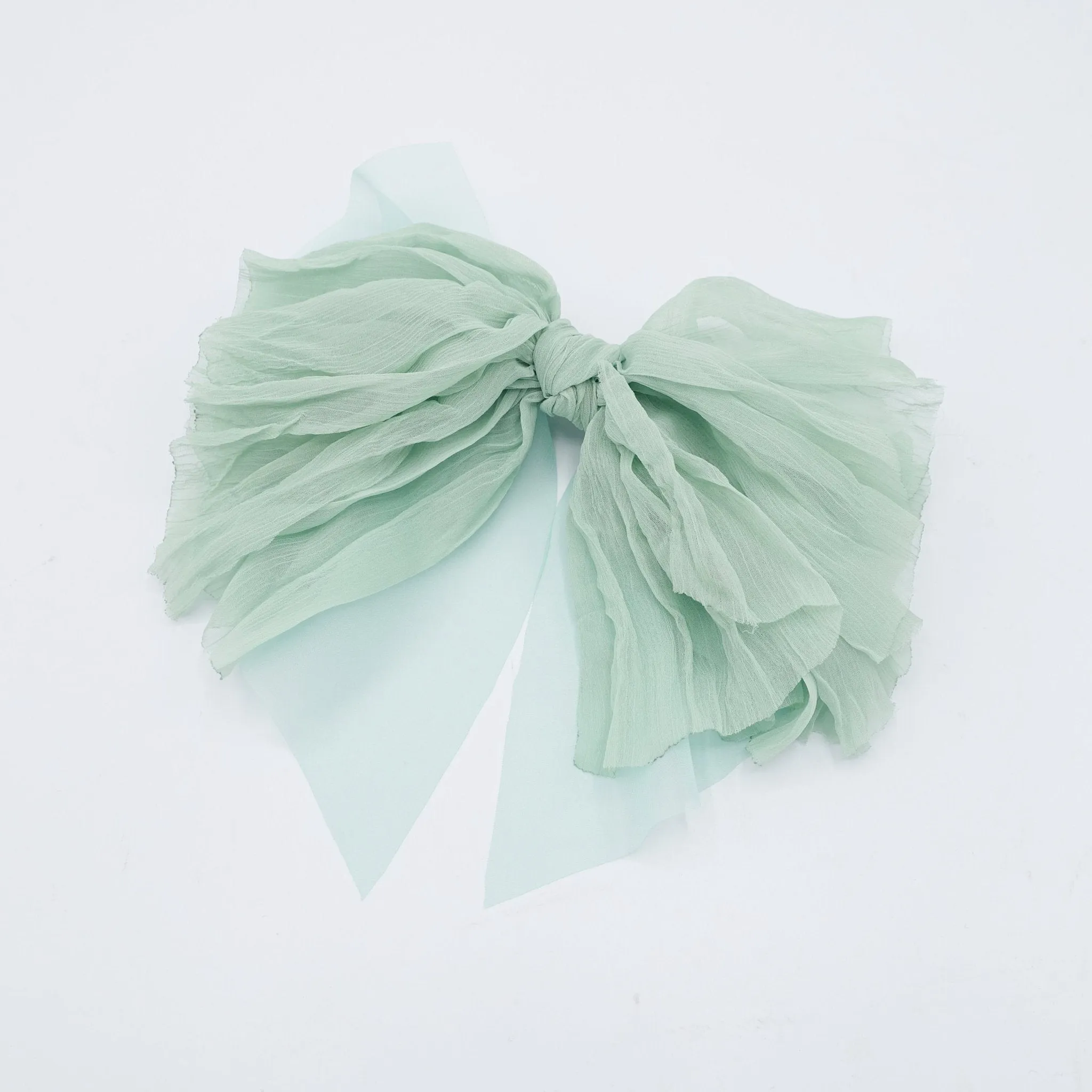 crinkled chiffon bow layered droopy hair bow women hair accessory