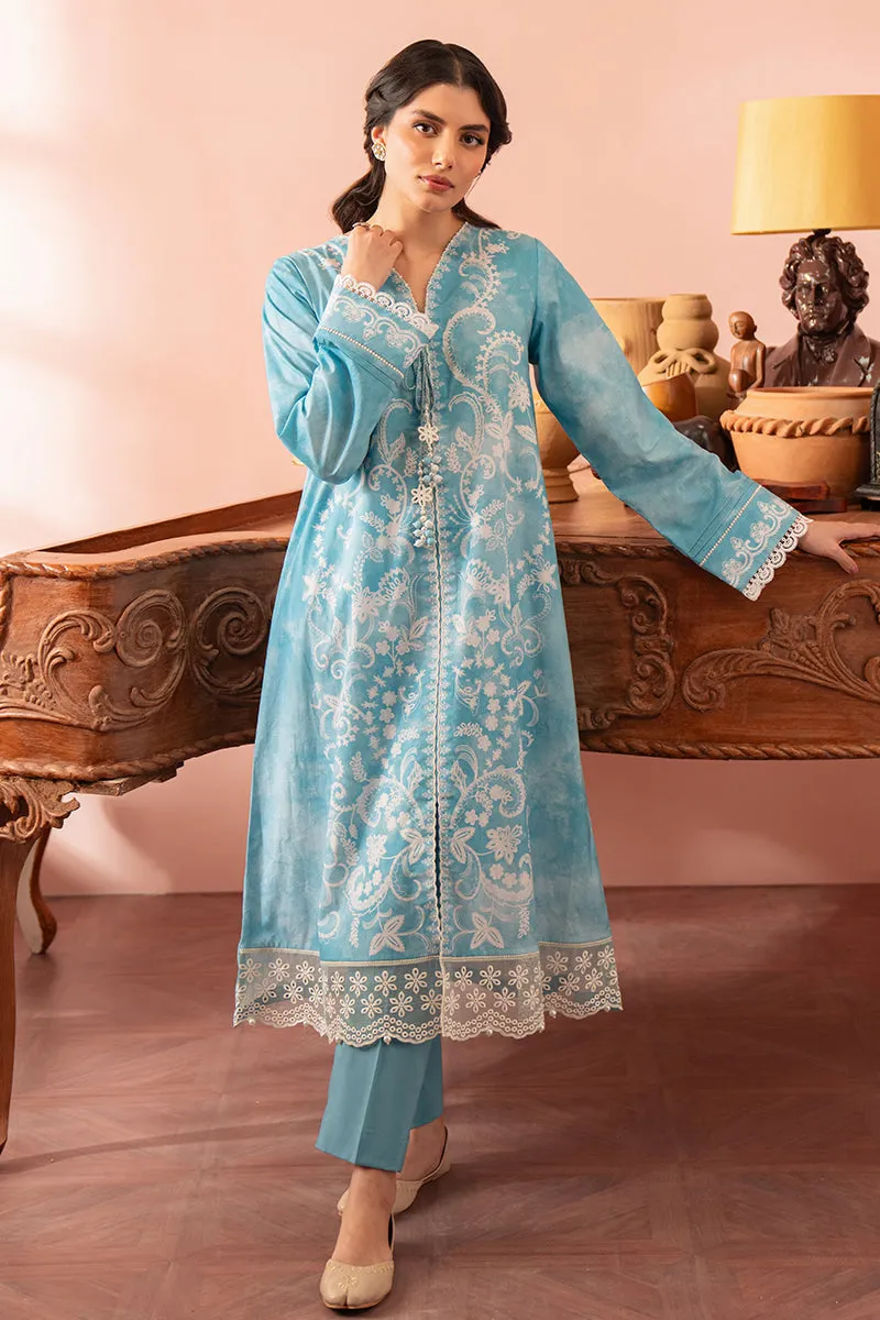 Cross Stitch Seher Cambric – Cadet Blue-2 Piece Printed Suit