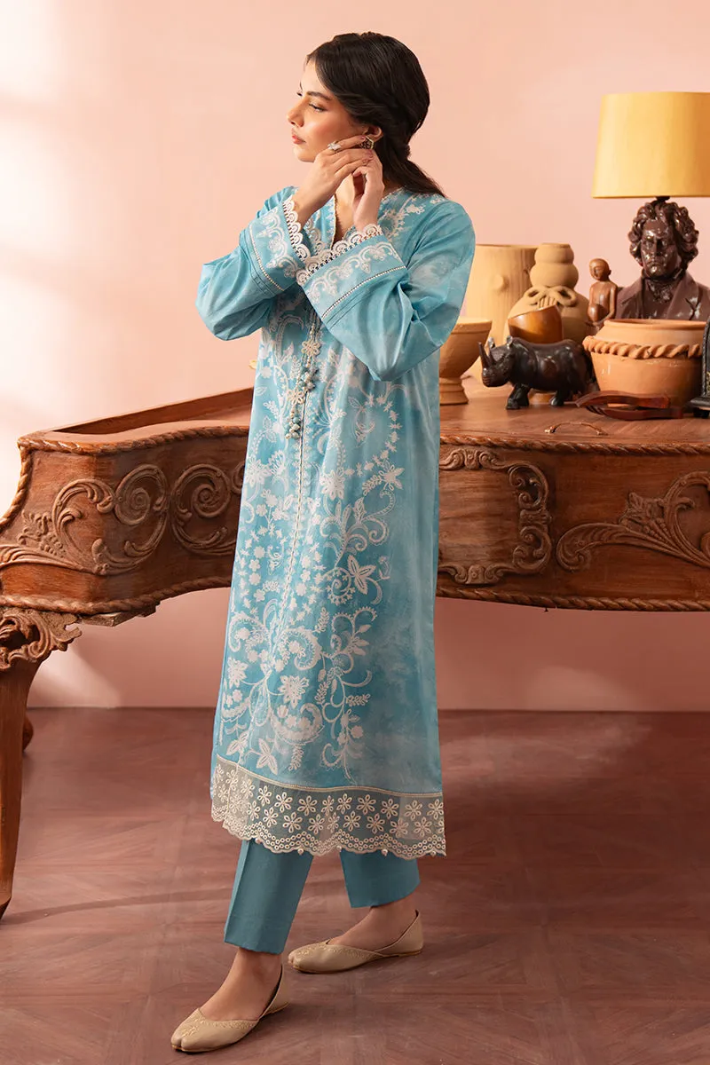 Cross Stitch Seher Cambric – Cadet Blue-2 Piece Printed Suit