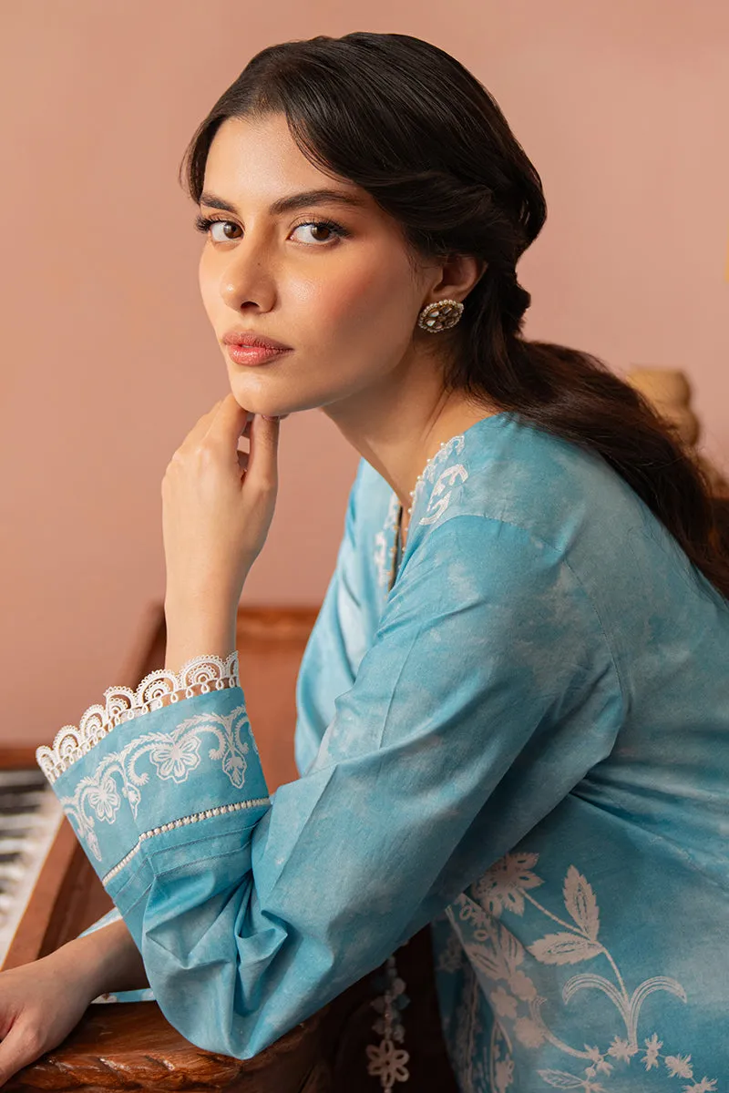 Cross Stitch Seher Cambric – Cadet Blue-2 Piece Printed Suit