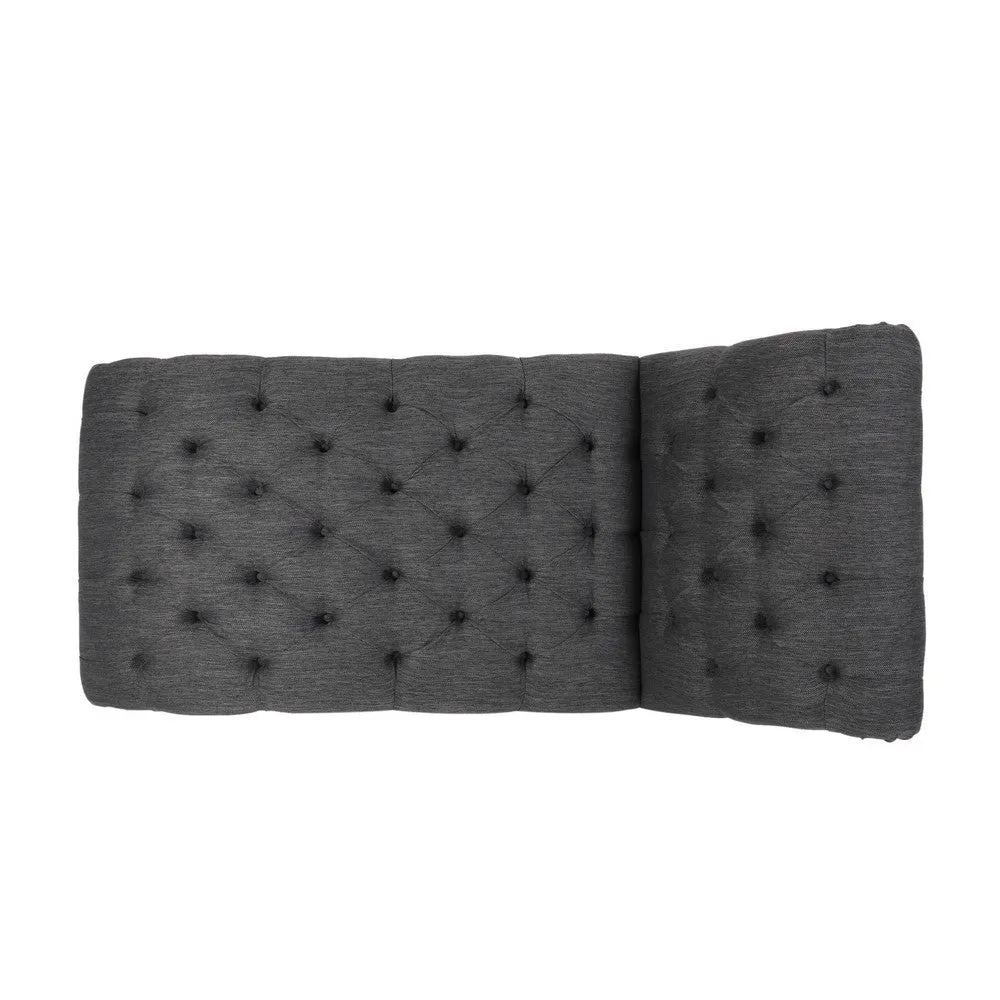 Curb Chaise Lounger, 64 Inch, Button Tufted Diamond Stitch, Charcoal Gray By Casagear Home