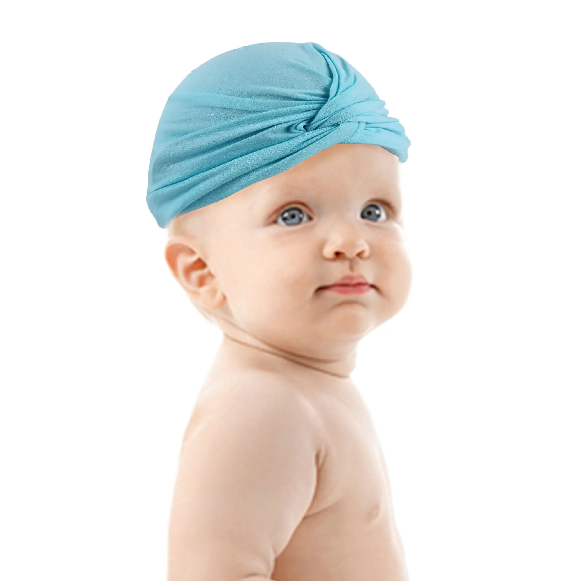 Cute Knotted Turban Cap Infant Beanie - Blue