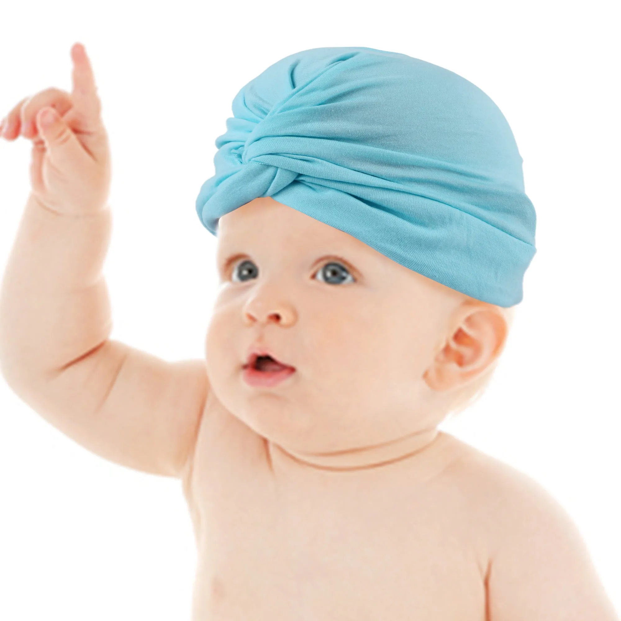 Cute Knotted Turban Cap Infant Beanie - Blue