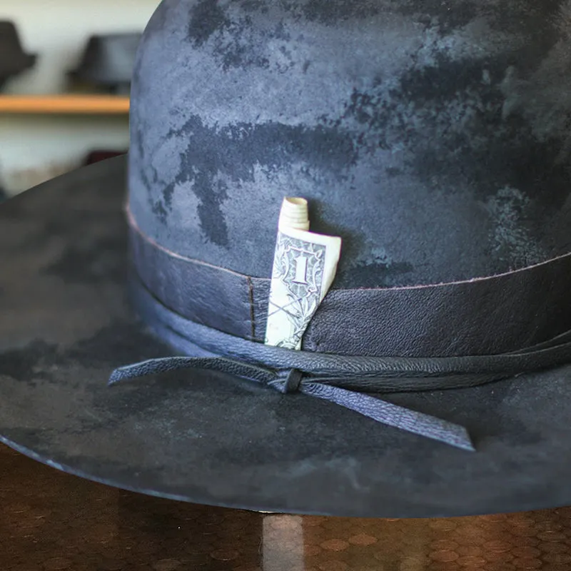 Distressed Fedora Bowler in Black