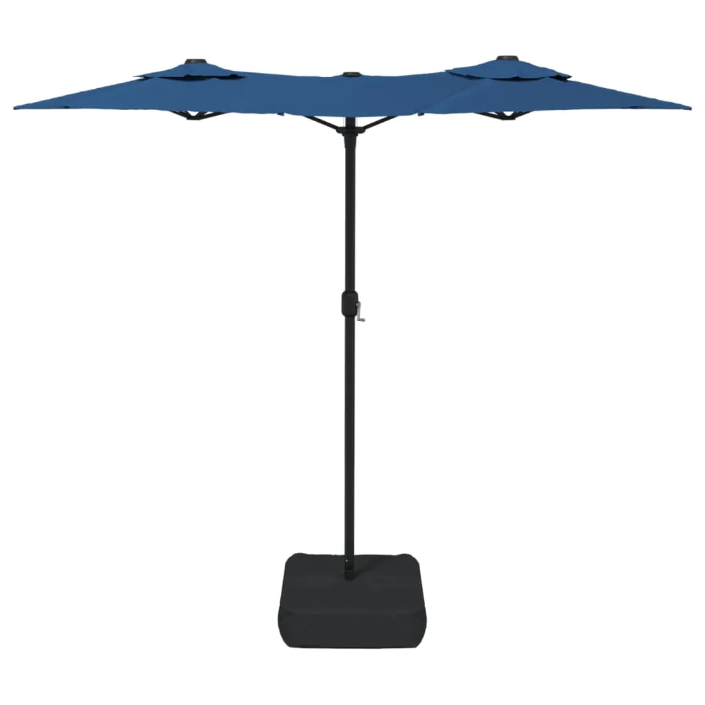 Double-Head Parasol with LEDs Azure Blue 316x240 cm