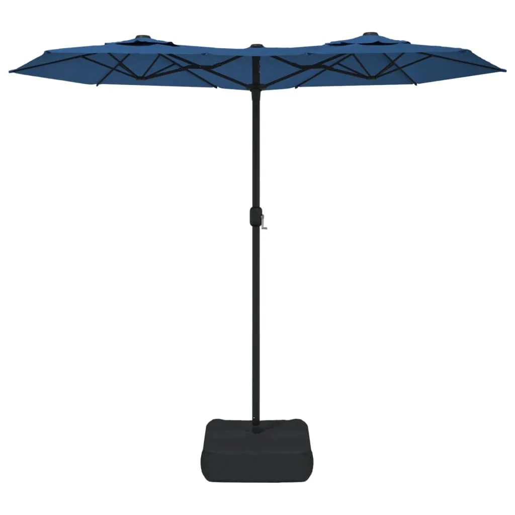 Double-Head Parasol with LEDs Azure Blue 316x240 cm