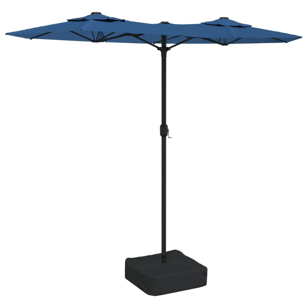 Double-Head Parasol with LEDs Azure Blue 316x240 cm