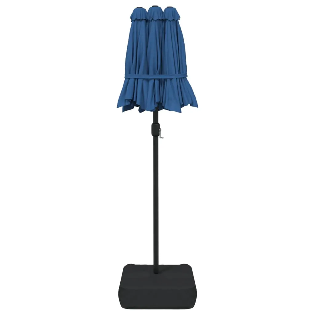 Double-Head Parasol with LEDs Azure Blue 316x240 cm