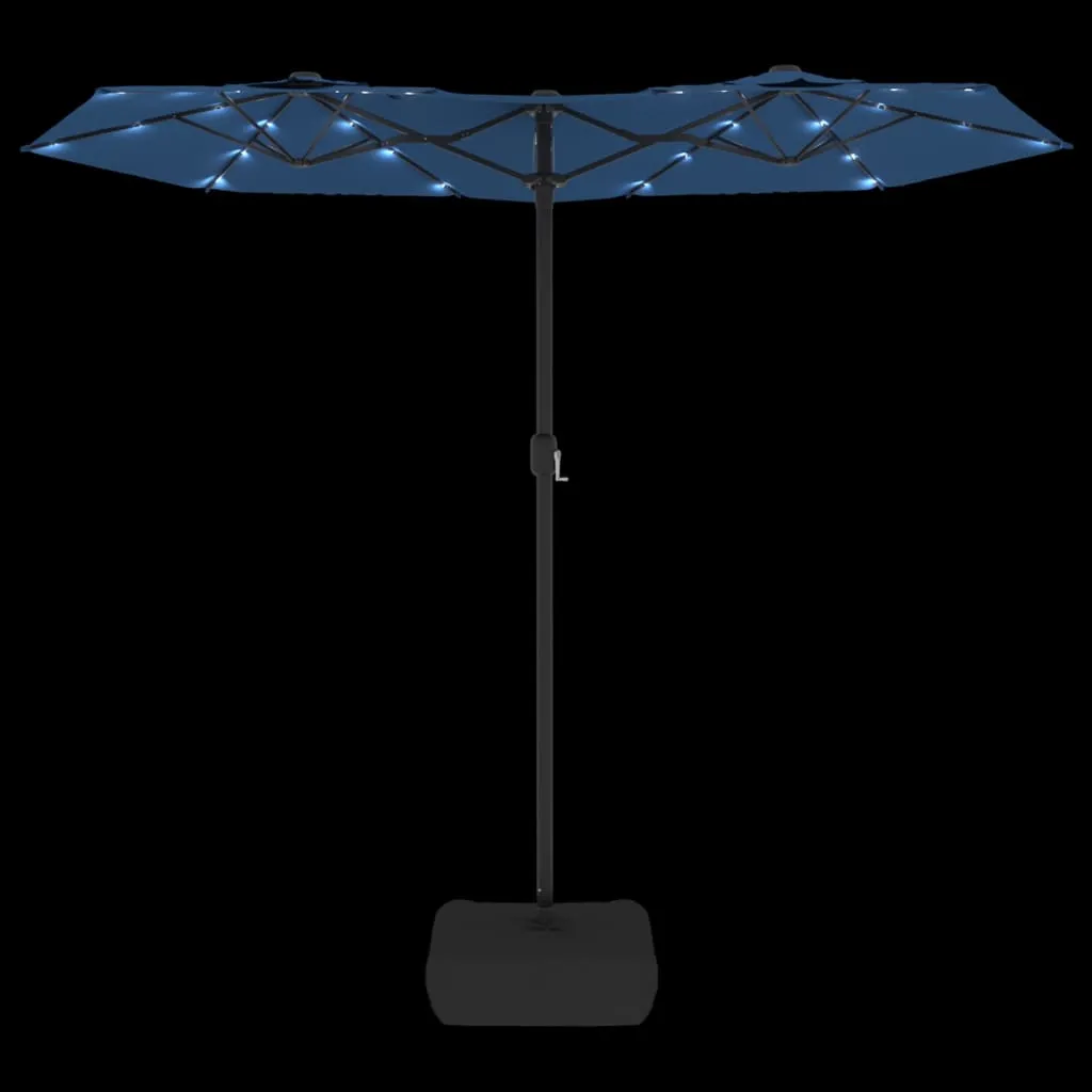 Double-Head Parasol with LEDs Azure Blue 316x240 cm