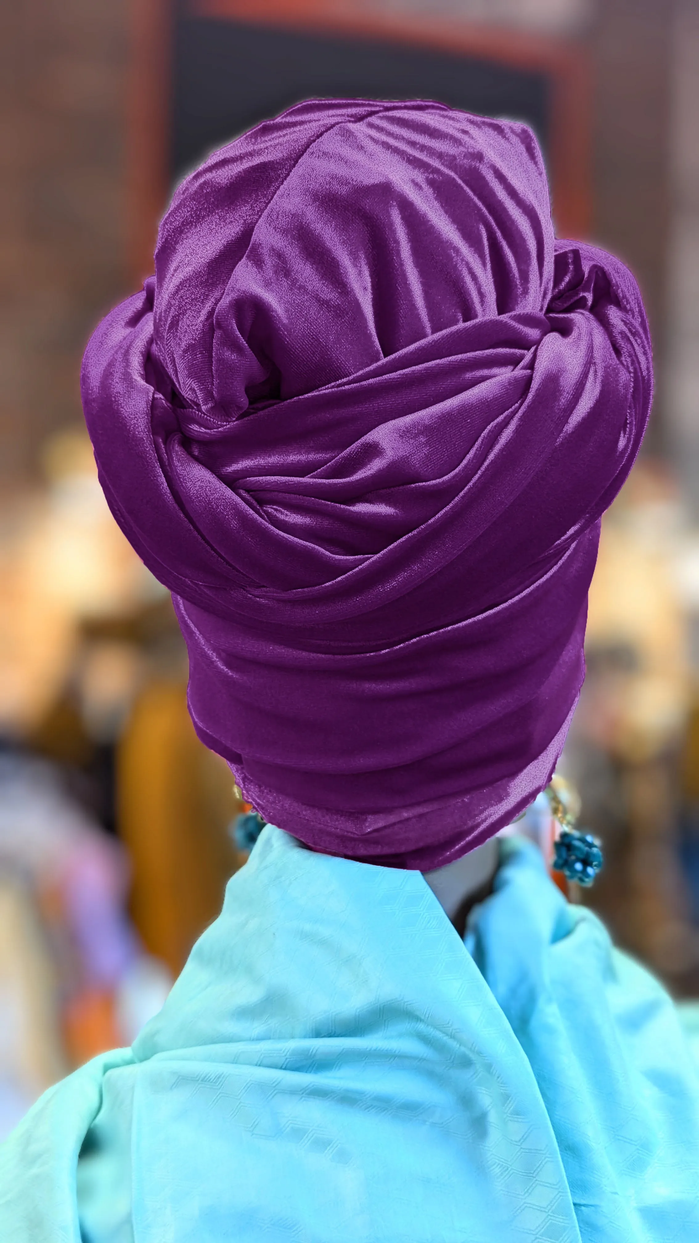 Dupsie's Niaja Purple Velour African Sock Hat Head Wrap DPVHHP39