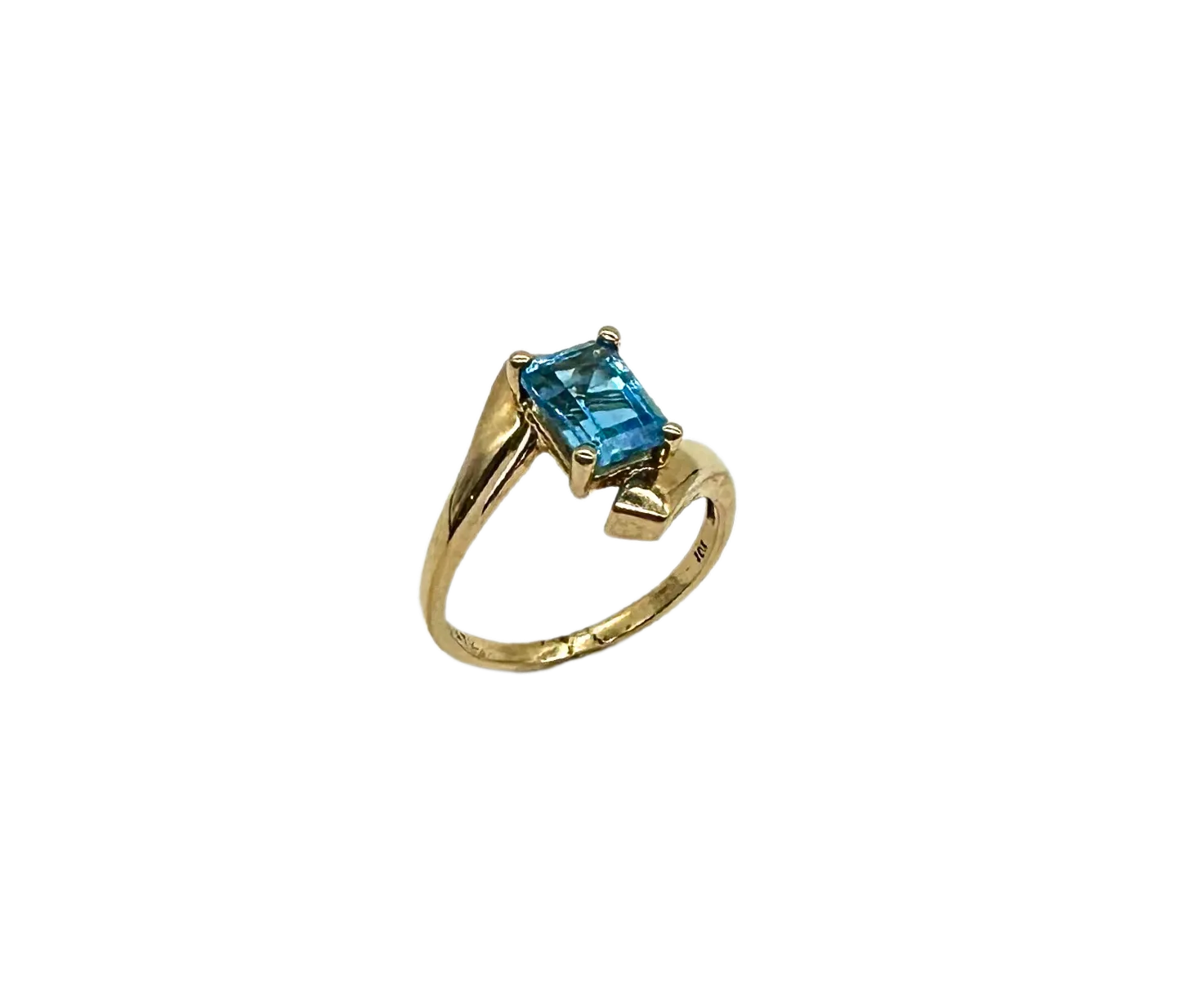 Emerald-Cut Blue Topaz Ring