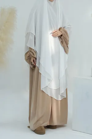 Extra Long Two-Layer Chiffon Khimar in White