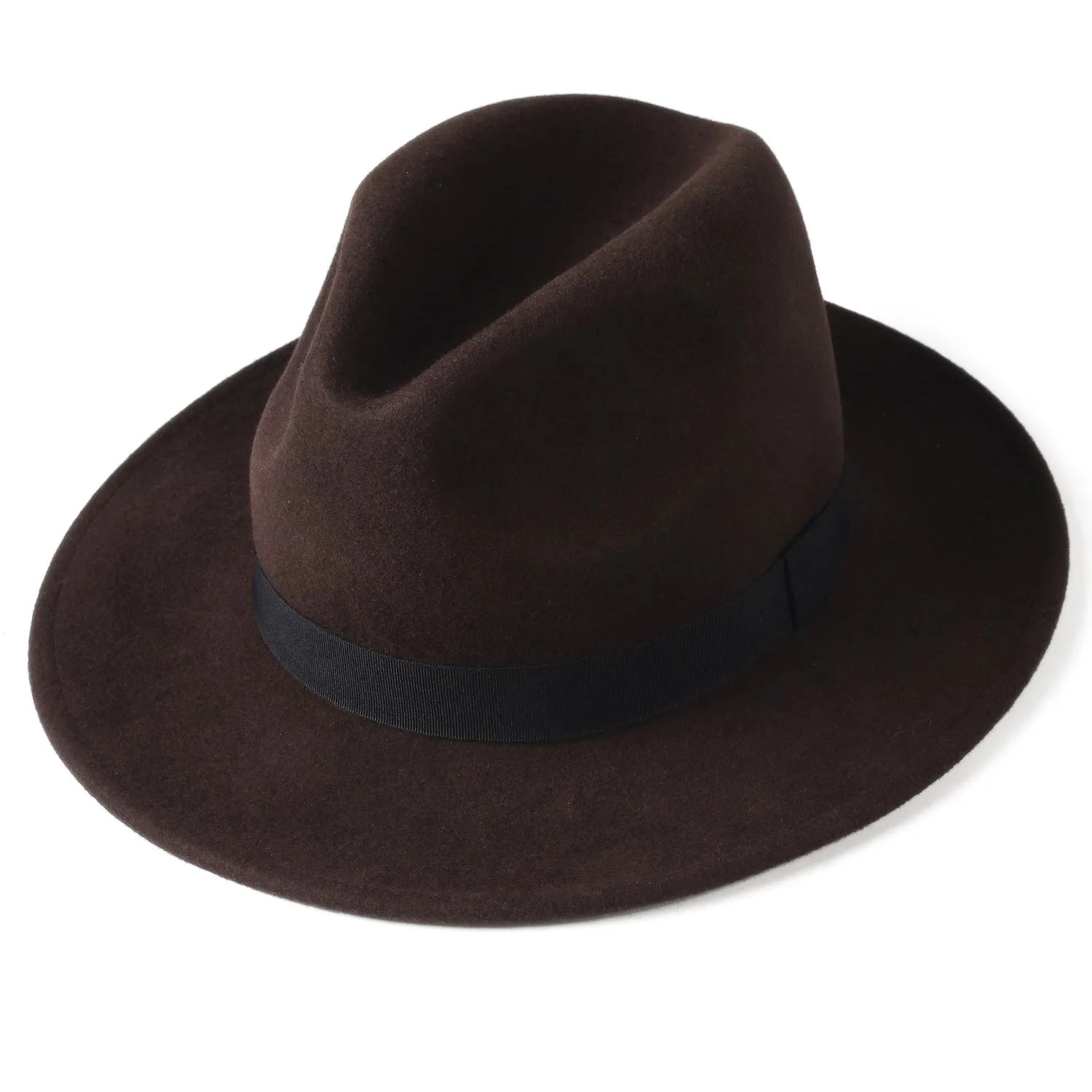 FURTALK Fedora Hats for Men Women 100% Australian Wool Felt Wide Brim Hat Ribbon Crushable Packable