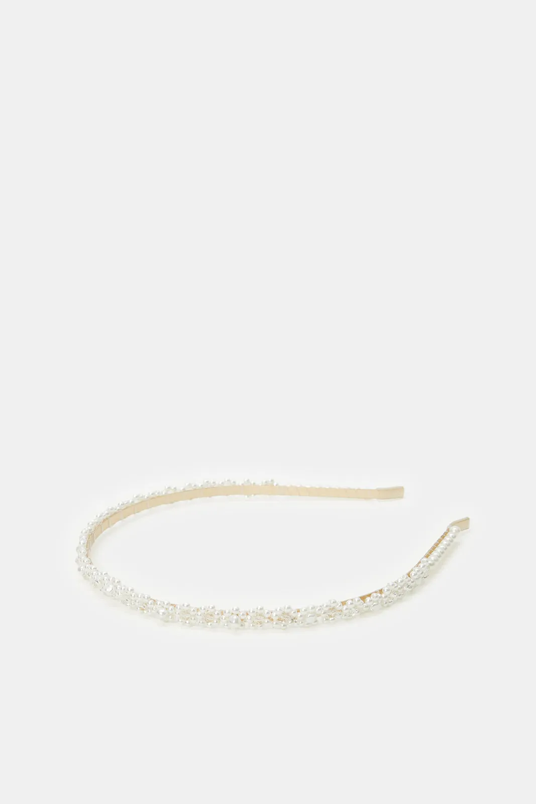 Girls Gold Embellished Pearls Hairband Se t(Pack of 2)