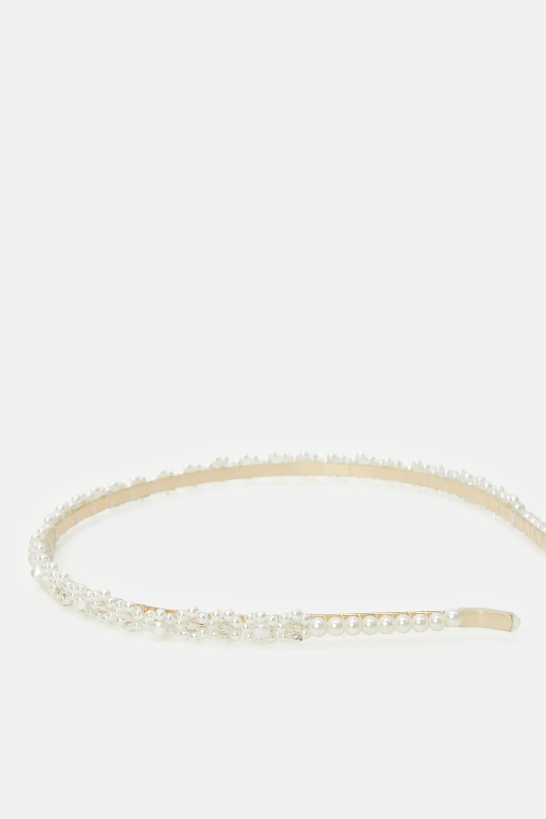 Girls Gold Embellished Pearls Hairband Se t(Pack of 2)