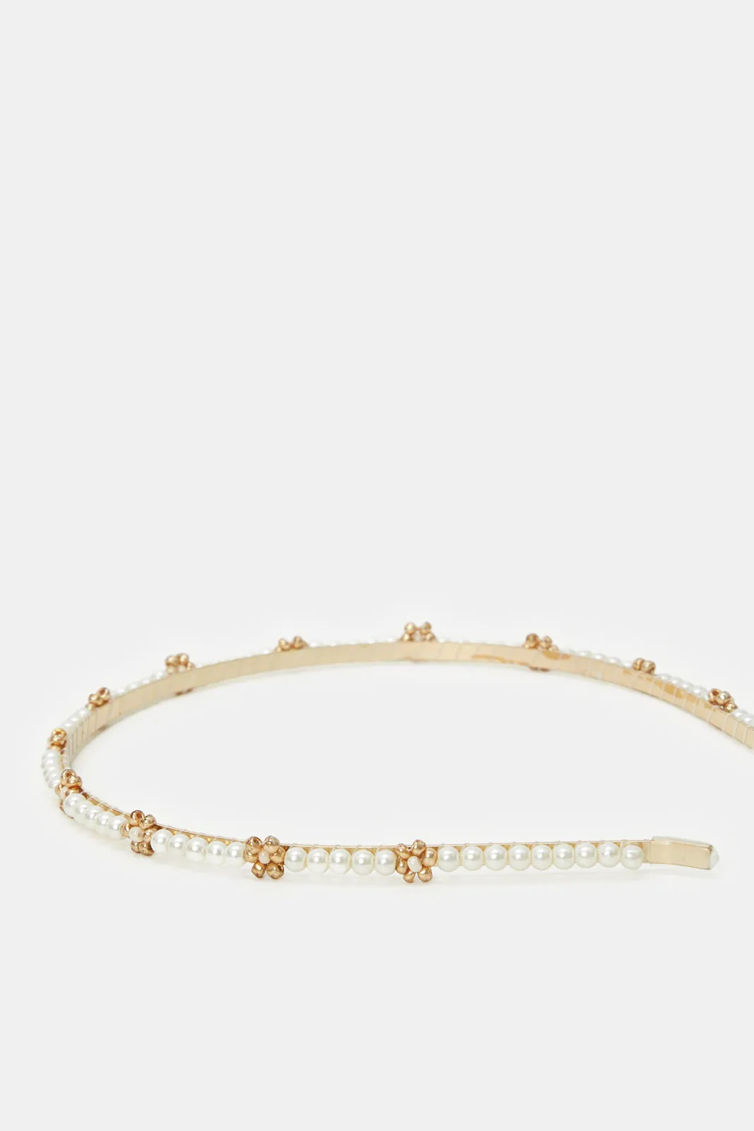 Girls Gold Embellished Pearls Hairband Se t(Pack of 2)