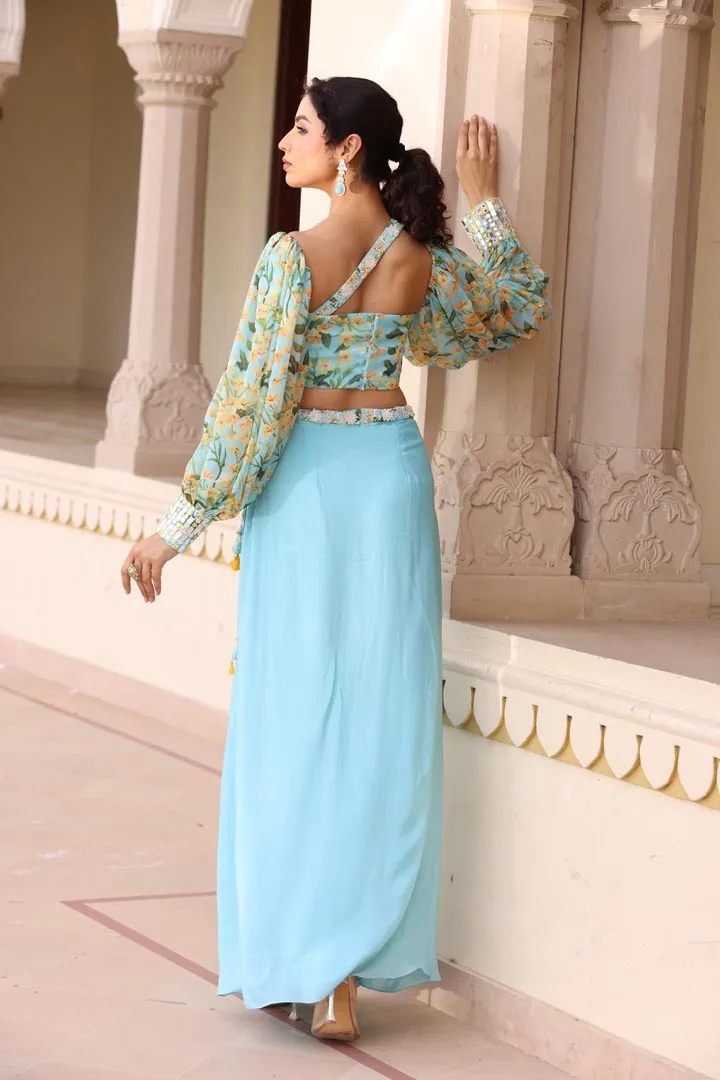 Gul Drape Skirt Set