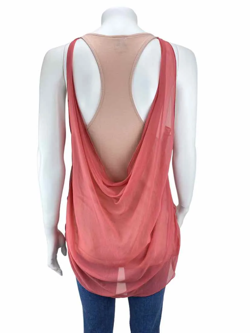 Haute Hippie, Women's Drape-Front Chiffon/Knit Tank, Rosewood/Blush, Size M