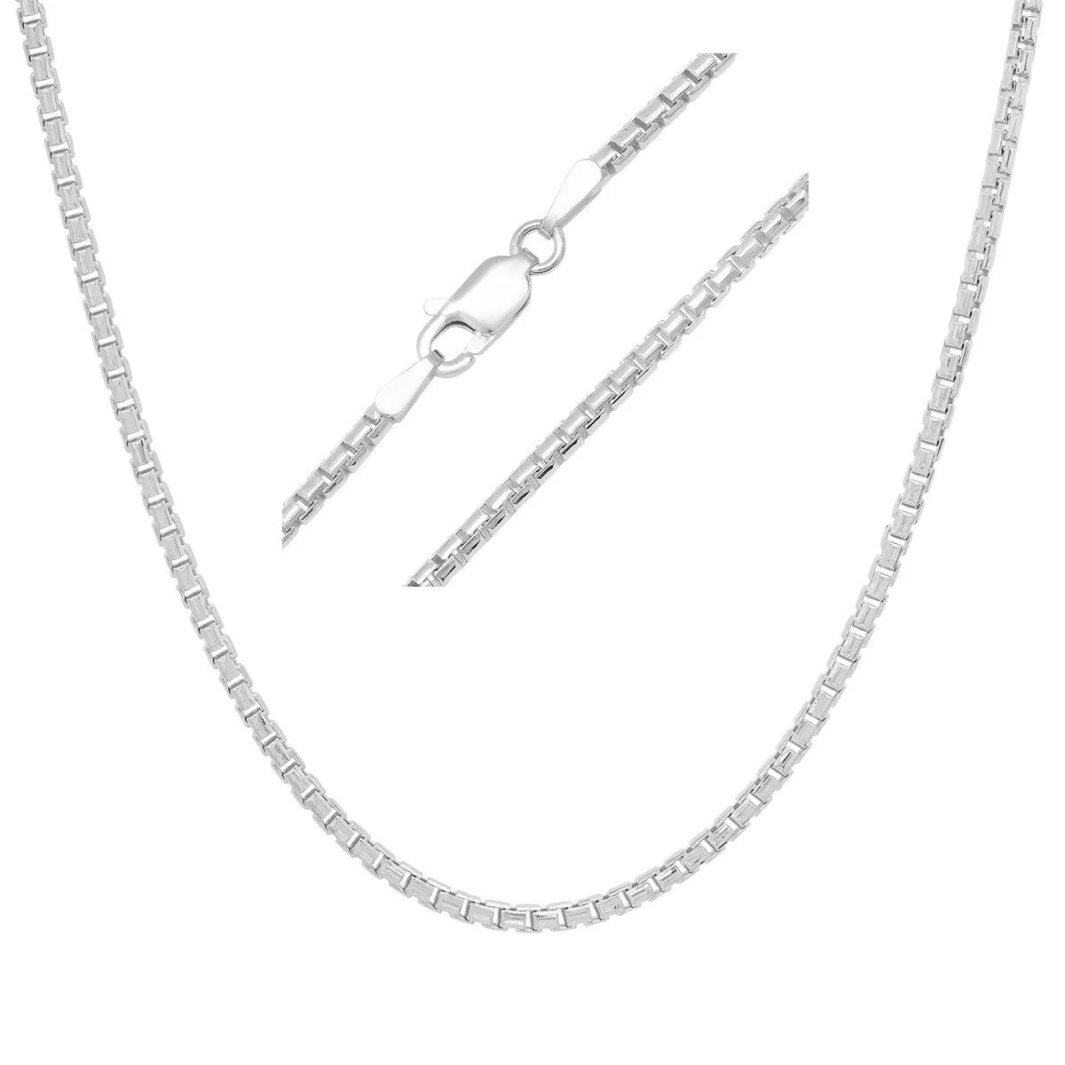 Italian Sterling Silver Round Box Chain Necklace