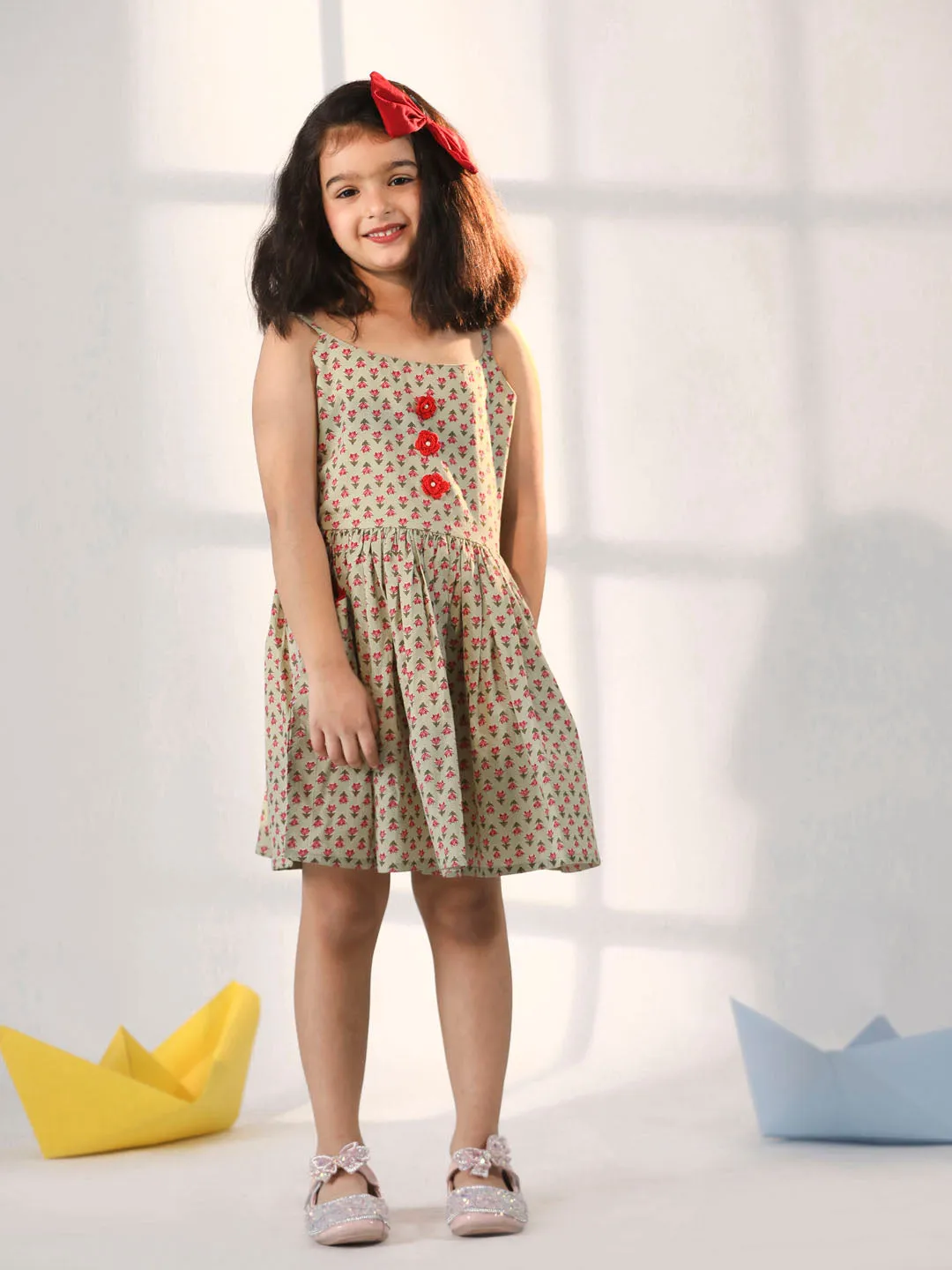 Jashvi Girls' Mint Green Dress